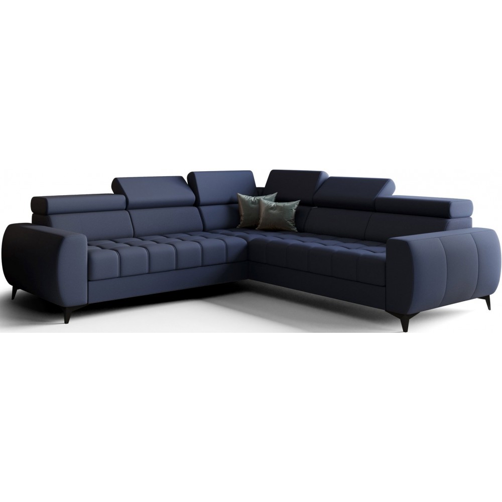 Γωνιακός καναπές Calyra Max Lthr-Μπλε Σκούρο-Δεξιά 255x255x95