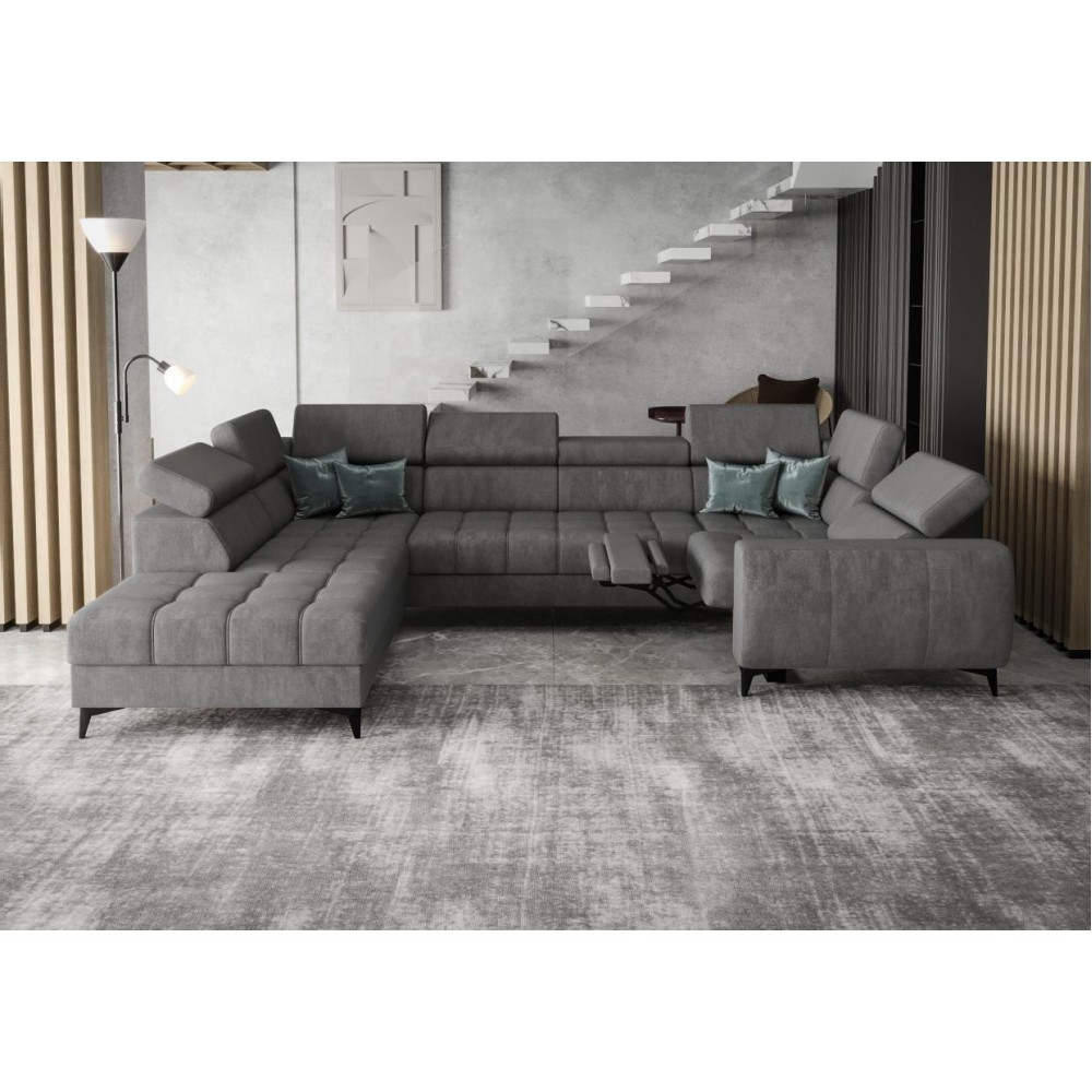 Γωνιακός καναπές Calyra Max I Relax-Ανθρακί-Αριστερή 350x225x95