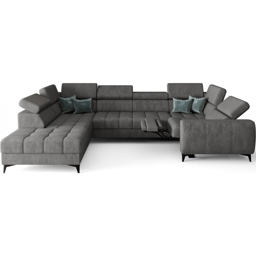 Γωνιακός καναπές Calyra Max I Relax-Ανθρακί-Αριστερή 350x225x95