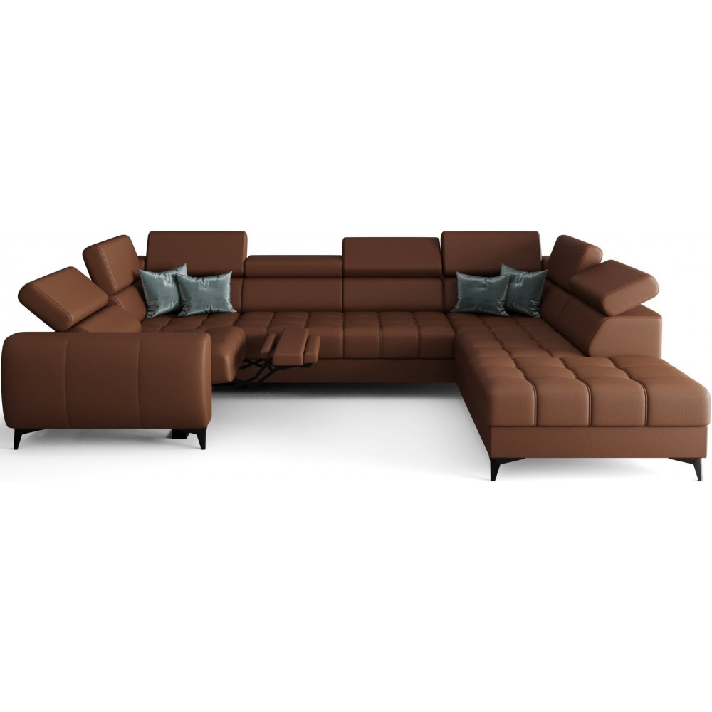Γωνιακός καναπές Calyra Max I Relax Lthr-Κεραμιδί-Δεξιά 350x225x95