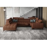 Γωνιακός καναπές Calyra Max I Relax Lthr-Κεραμιδί-Αριστερή 350x225x95