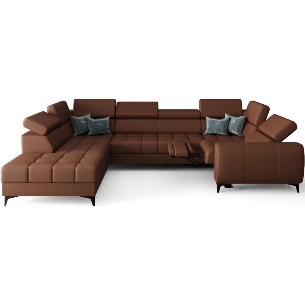 Γωνιακός καναπές Calyra Max I Relax Lthr-Κεραμιδί-Αριστερή 350x225x95