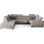 Γωνιακός καναπές Calyra Max I Relax Lthr-Γκρεζ-Αριστερή 350x225x95
