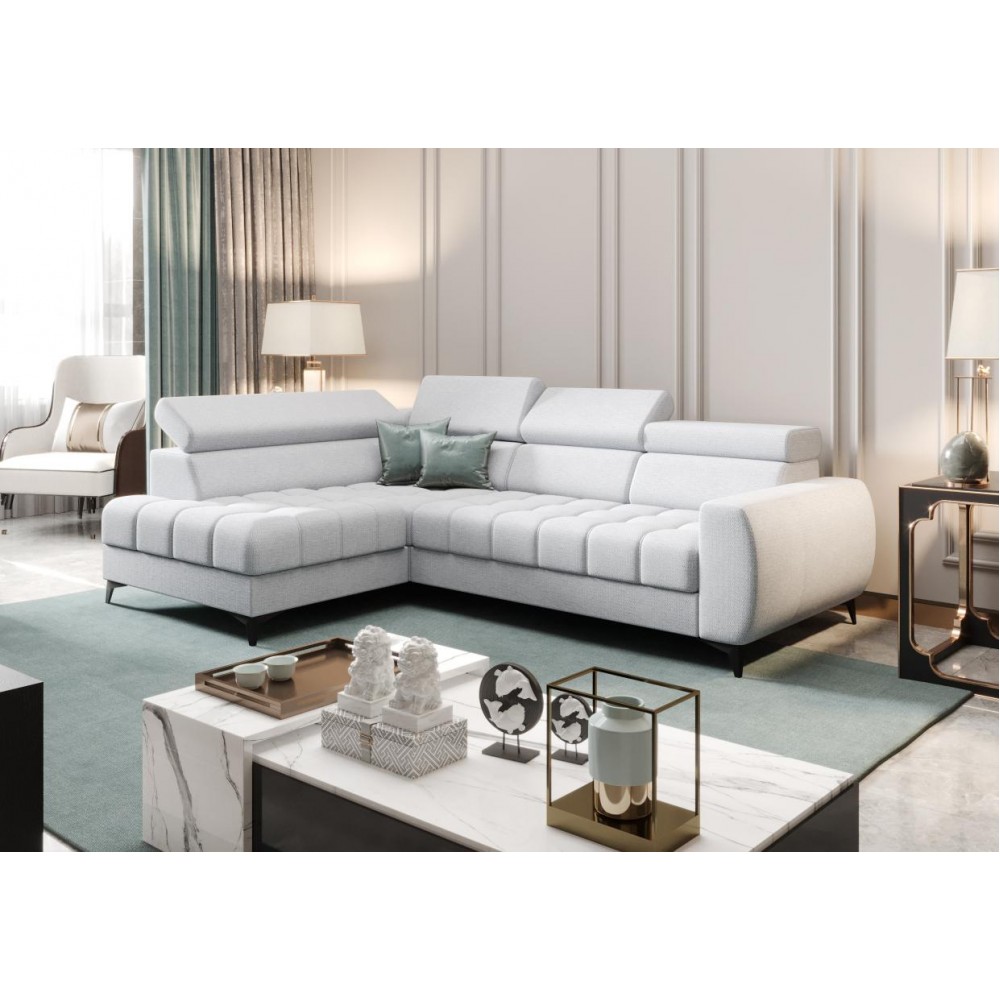 Γωνιακός καναπές Calyra Mini-Αριστερή-Γκρι Ανοιχτό 255x170x95