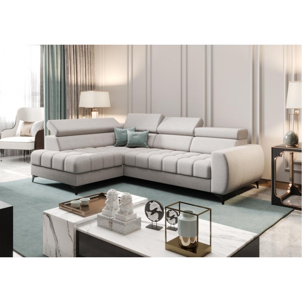 Γωνιακός καναπές Calyra Mini-Αριστερή-Γκρεζ 255x170x95