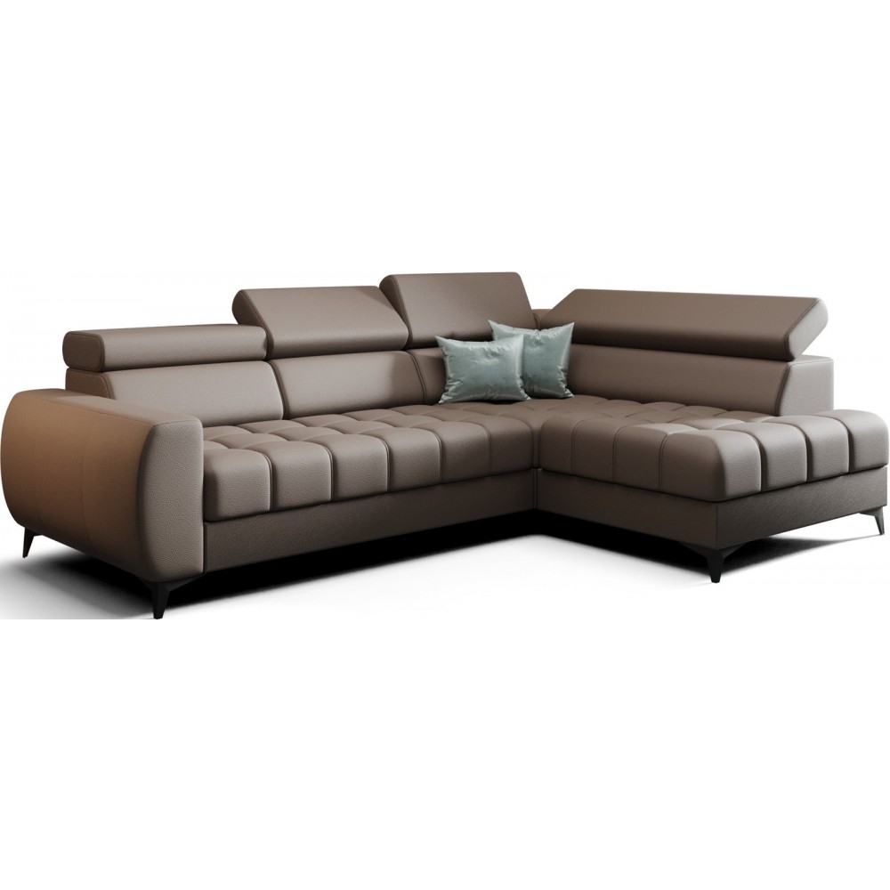 Γωνιακός καναπές Calyra Mini Lthr-Καφέ-Δεξιά 255x170x95