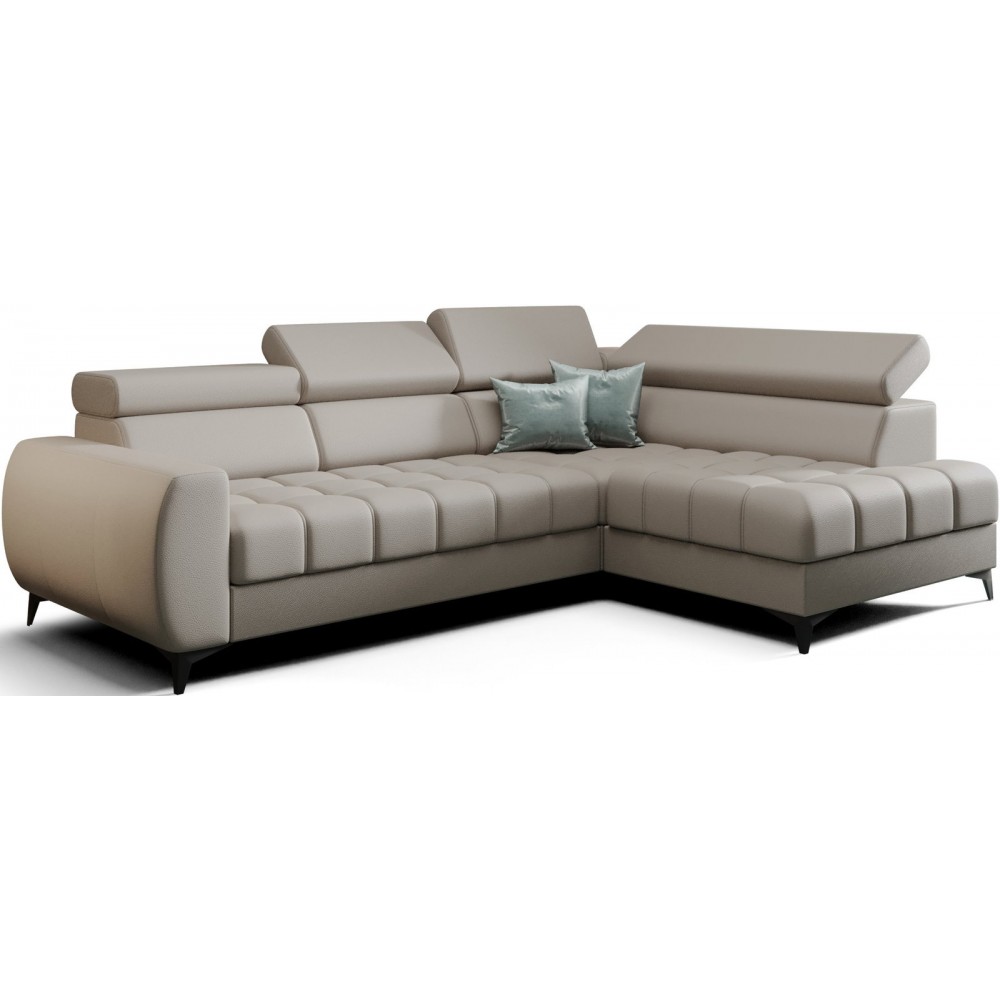 Γωνιακός καναπές Calyra Mini Lthr-Γκρεζ-Δεξιά 255x170x95
