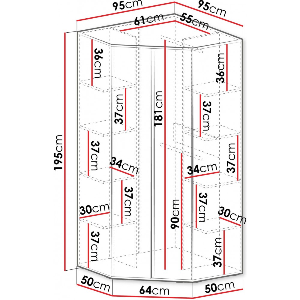 Γωνιακή Ντουλάπα Luca -Λαδί