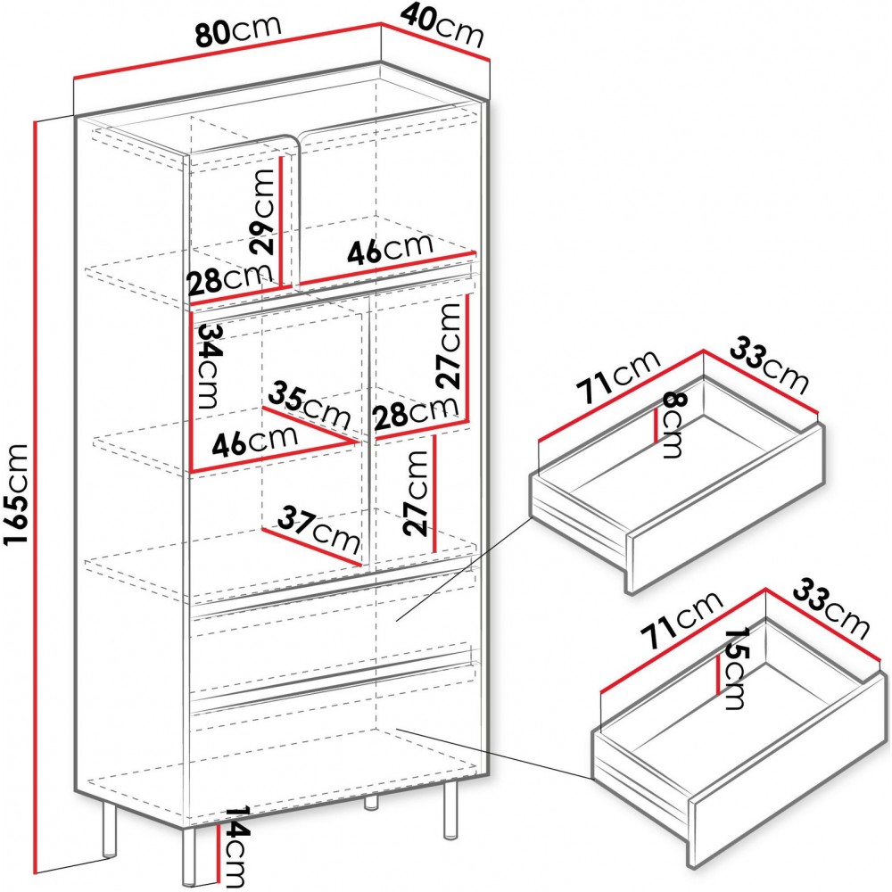 Μπουφές Luca 05 Ψηλός-Cashmere 80x40x165