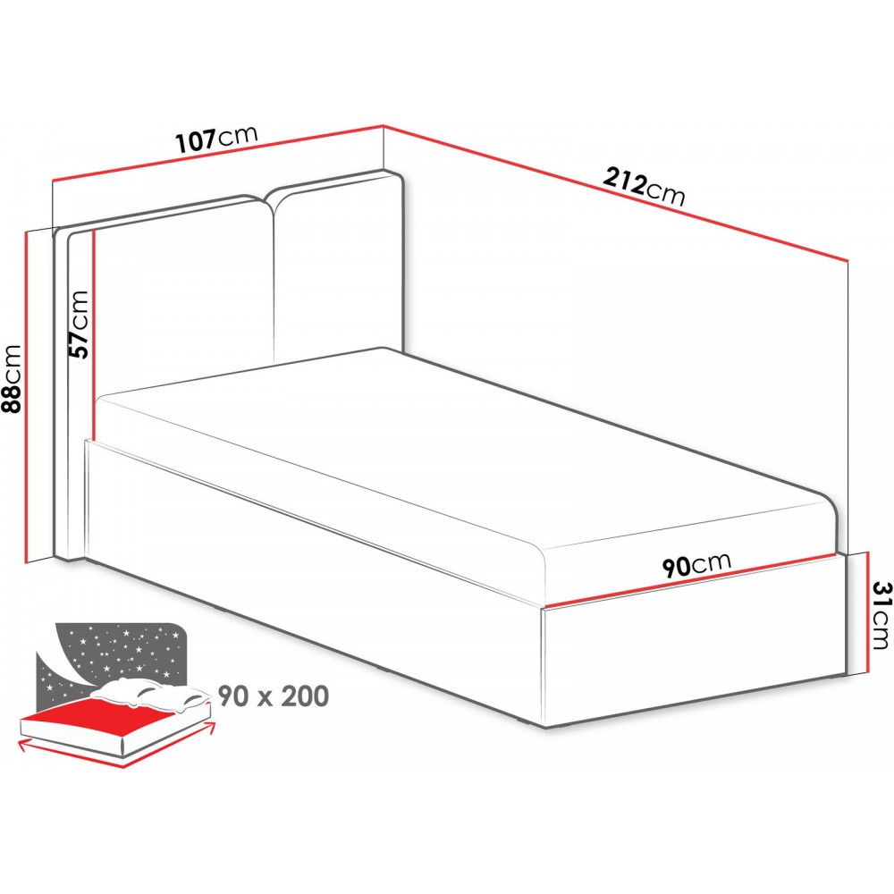 Κρεβάτι Παιδικό Luca-Λαδί-90 x 200