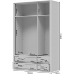 Ντουλάπα Cindel Τρίφυλλη-Με καθρέπτη 146x56x225