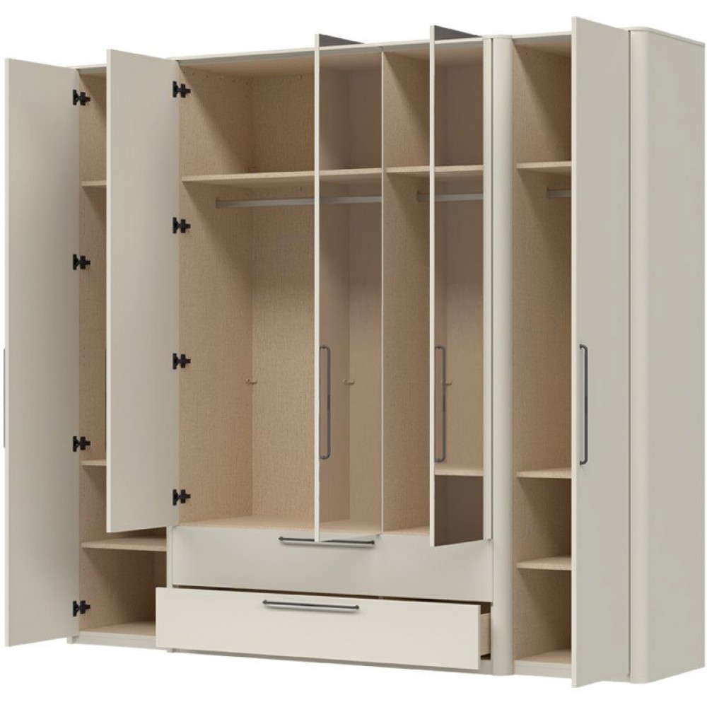 Ντουλάπα Cindel Πεντάφυλλη-Με καθρέπτη 246x61x225