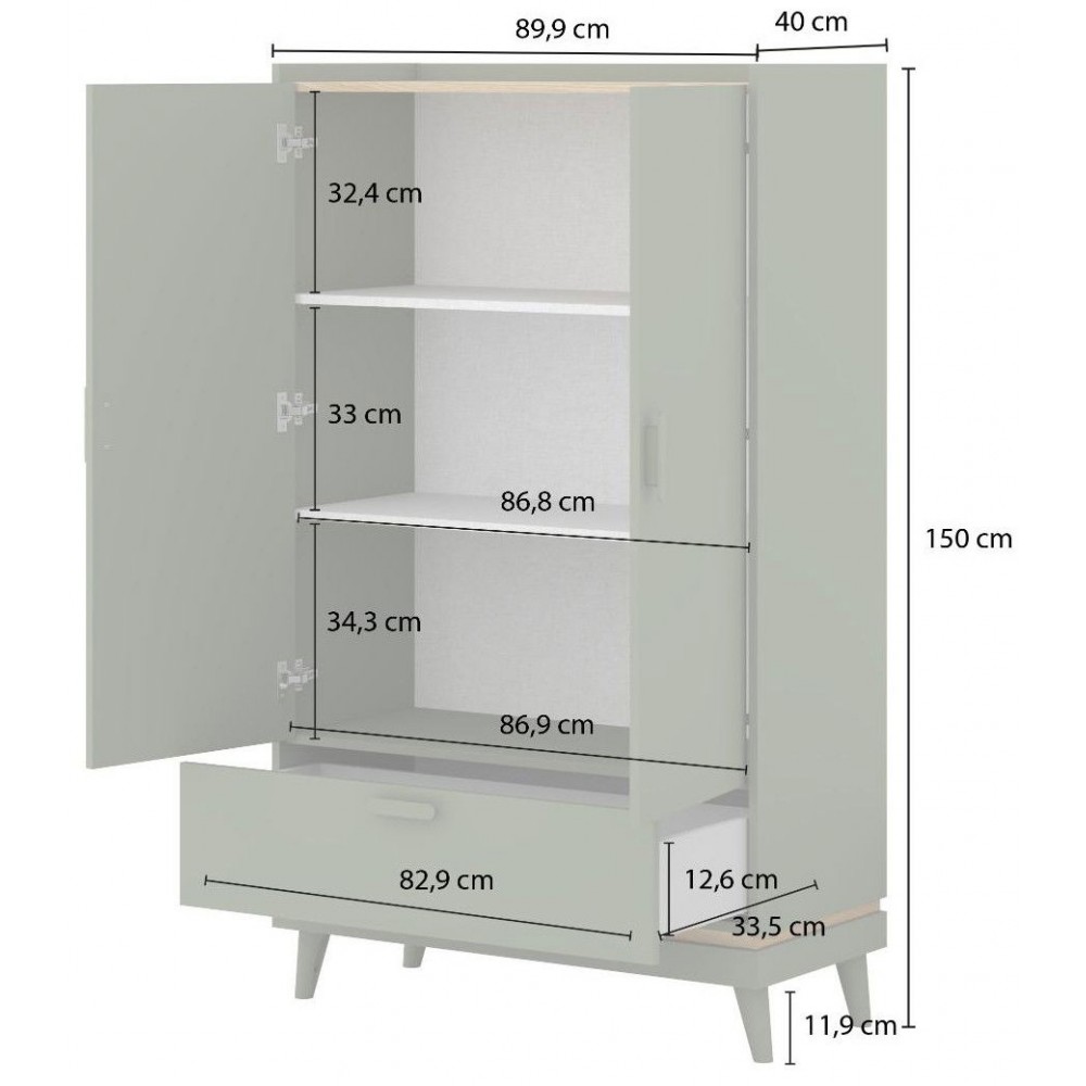 Ντουλάπα Andi Δίφυλλη-Πράσινο