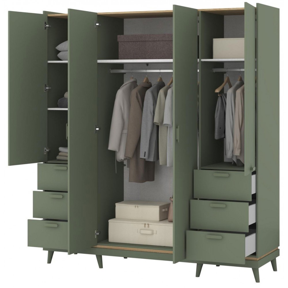 Ντουλάπα Andi τετράφυλλη-Πράσινο