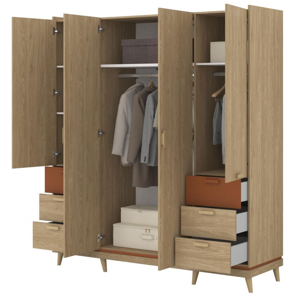 Ντουλάπα Andi τετράφυλλη-Φυσικό