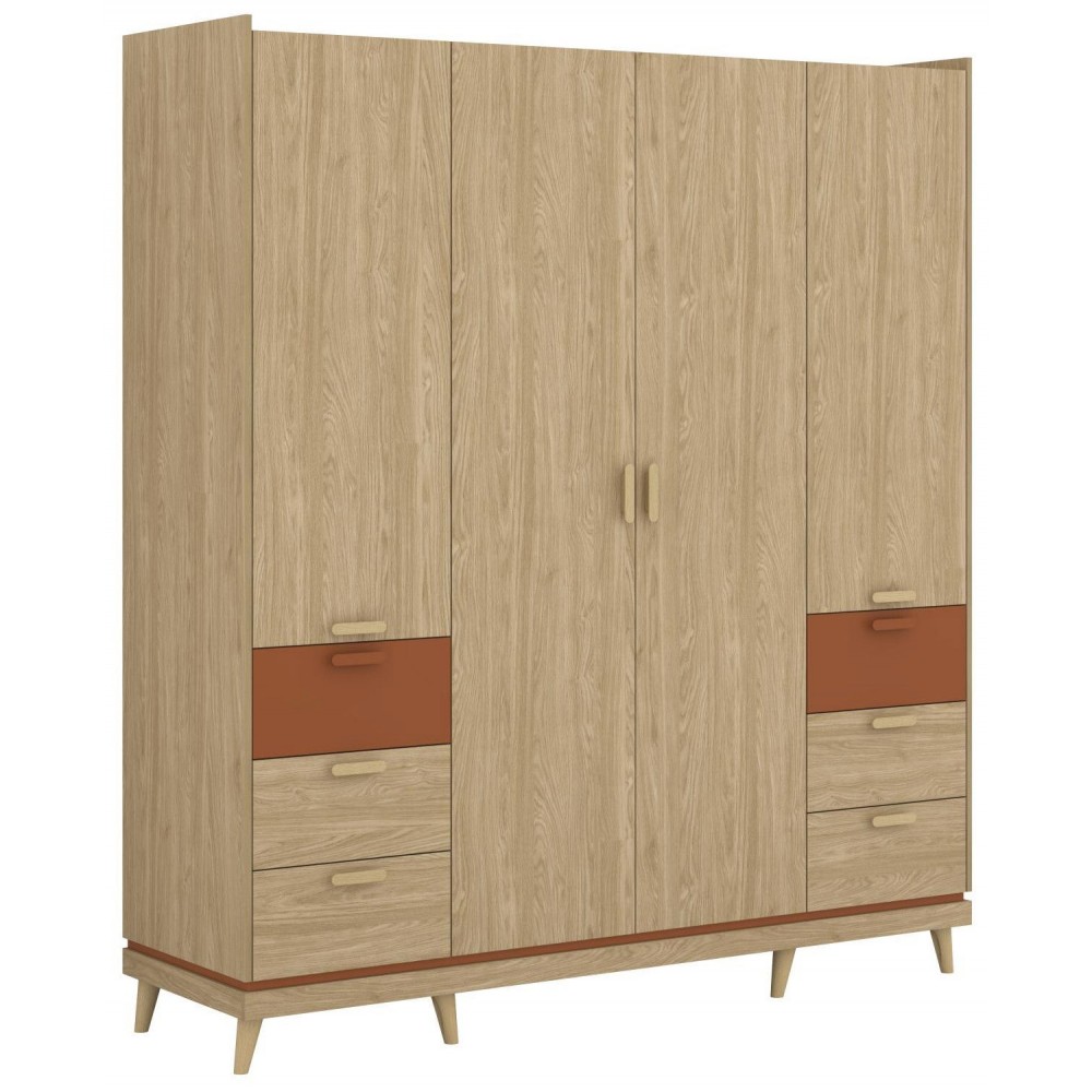 Ντουλάπα Andi τετράφυλλη-Φυσικό