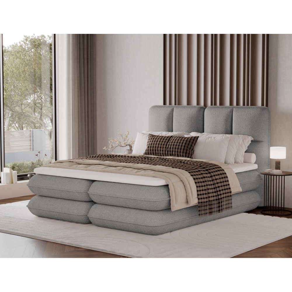 Επενδυμένο κρεβάτι Tario-Γκρι-140 x 200