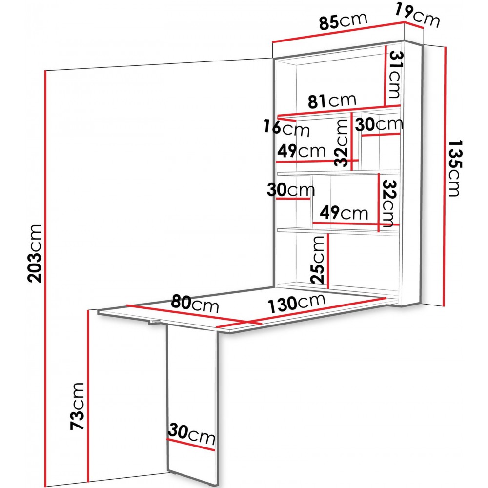 Αναδιπλούμενο τραπέζι Abi-Δρυς ανοιχτό 85x149x203