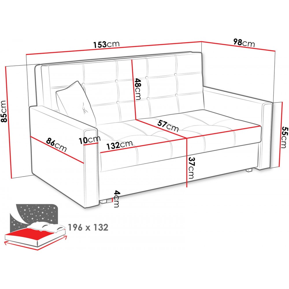 Καναπές - κρεβάτι Viva Lux III διθέσιος -Εκρού