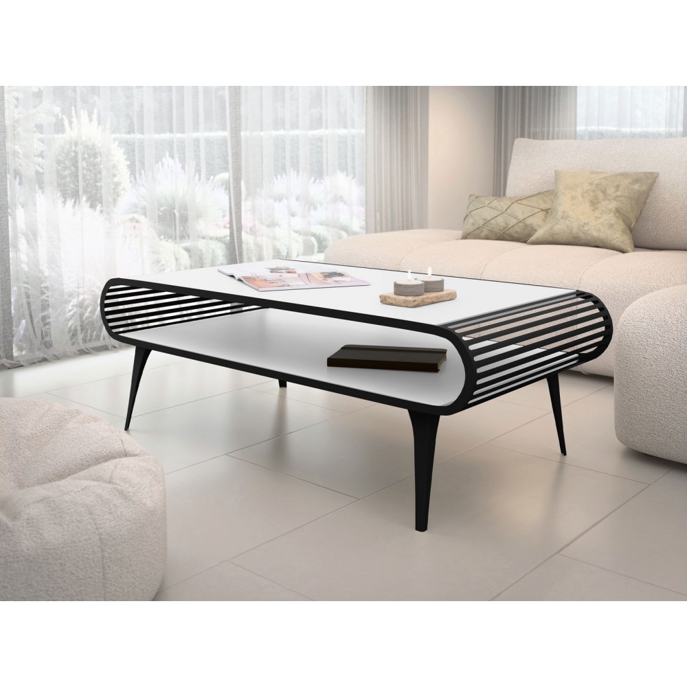 Τραπεζάκι Σαλονιού Aristo-Λευκό - Μαύρο