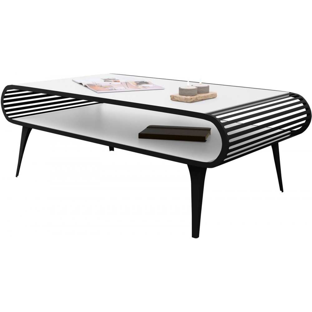 Τραπεζάκι Σαλονιού Aristo-Λευκό - Μαύρο