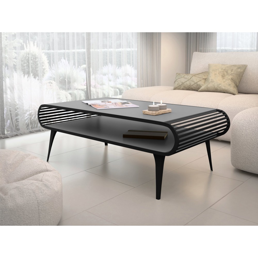 Τραπεζάκι Σαλονιού Aristo-Γκρι - Μαύρο 120x60x44