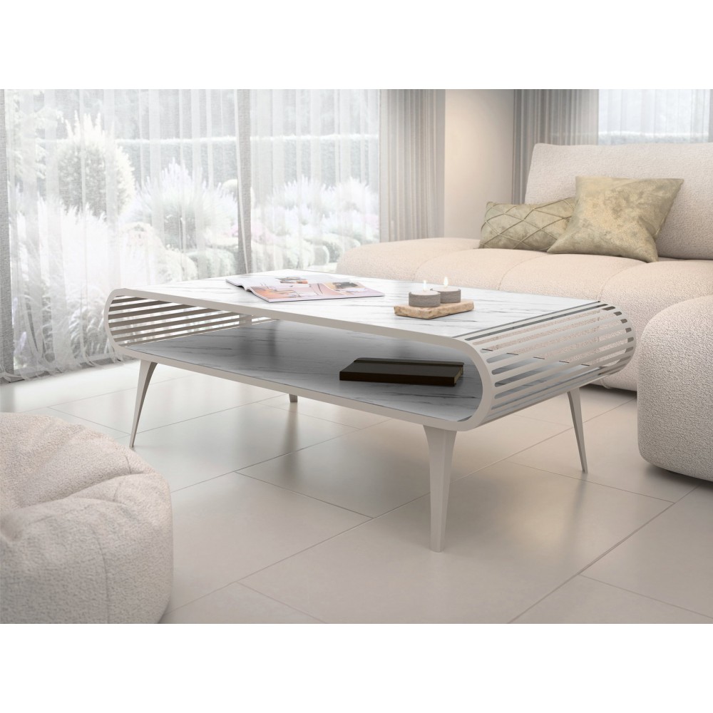 Τραπεζάκι Σαλονιού Aristo-Λευκό Μάρμαρο - Cashmere 120x60x44