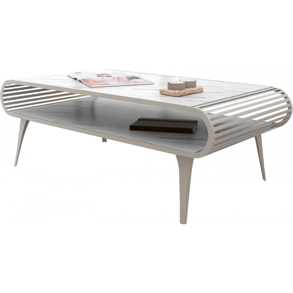 Τραπεζάκι Σαλονιού Aristo-Λευκό Μάρμαρο - Cashmere 120x60x44