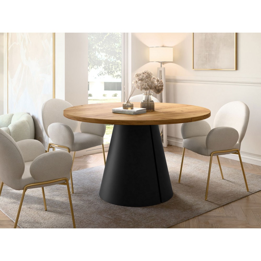 Τραπέζι Calma Επεκτεινόμενο-Φυσικό - Μαύρο-Μηκος: 100 εκ.