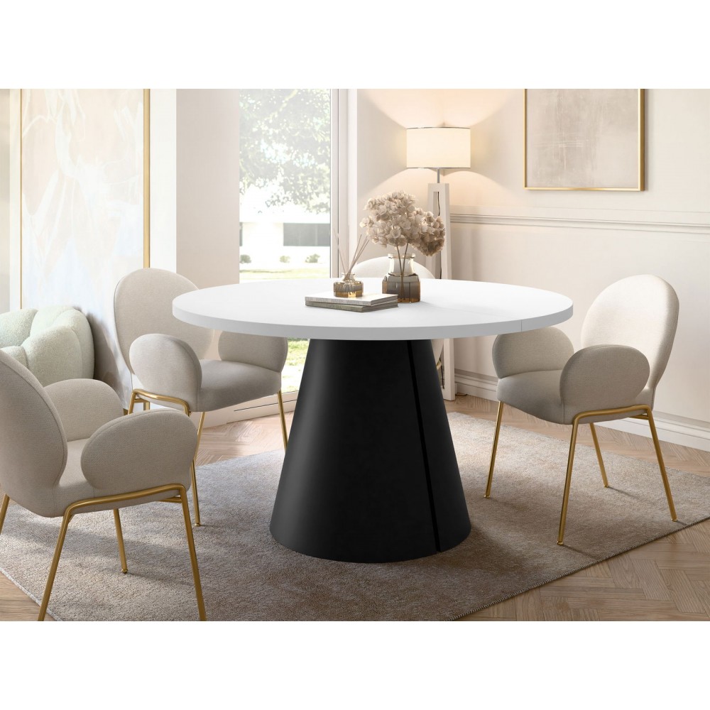 Τραπέζι Calma Επεκτεινόμενο-Λευκό - Μαύρο-Μήκος: 120 εκ.