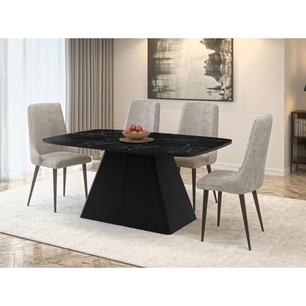 Τραπέζι Nova Επεκτεινόμενο-Μαύρο Μάρμαρο - Μαύρο