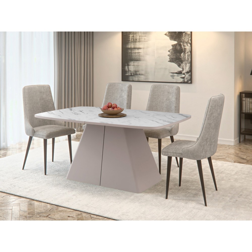Τραπέζι Nova Επεκτεινόμενο-Λευκό Μάρμαρο - Cashmere 180x110x76