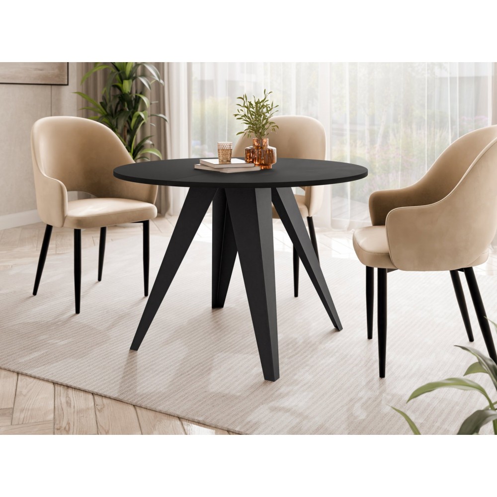 Τραπέζι Gerda 100 Επεκτεινόμενο-Μαύρο 100x100x76