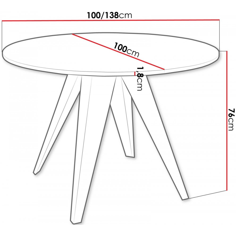 Τραπέζι Gerda 100 Επεκτεινόμενο-Λευκό - Μαύρο
