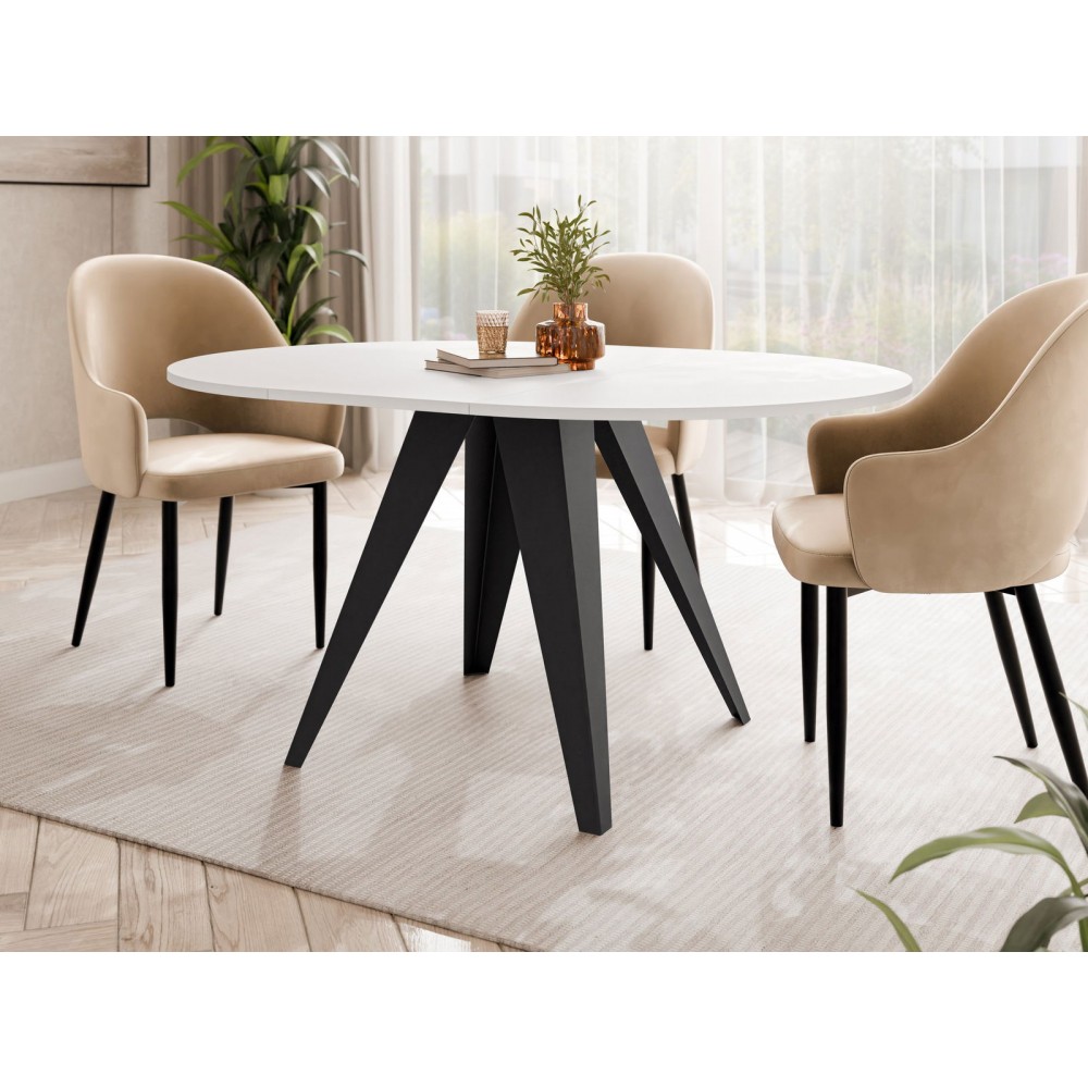 Τραπέζι Gerda 100 Επεκτεινόμενο-Λευκό - Μαύρο