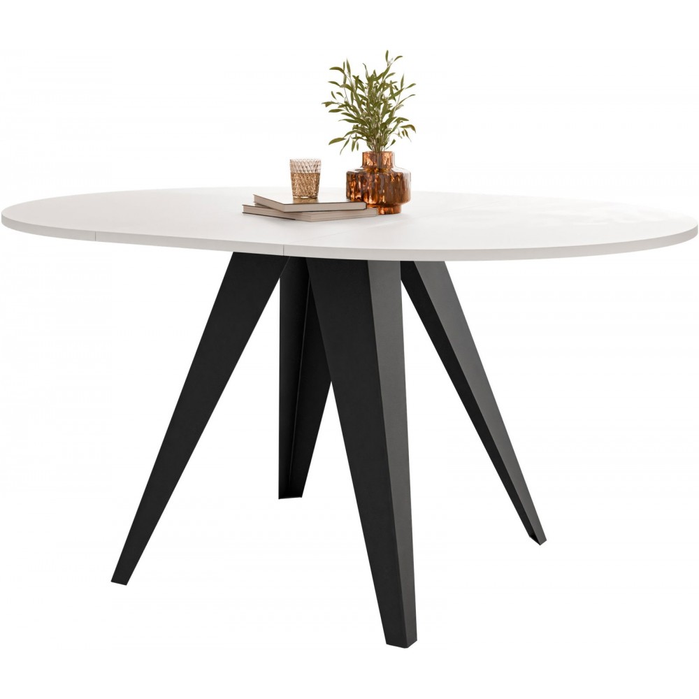 Τραπέζι Gerda 100 Επεκτεινόμενο-Λευκό - Μαύρο