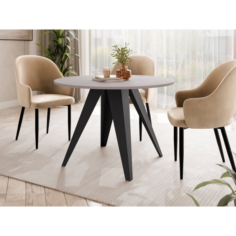 Τραπέζι Gerda 100 Επεκτεινόμενο-Cashmere - Μαύρο 100x100x76