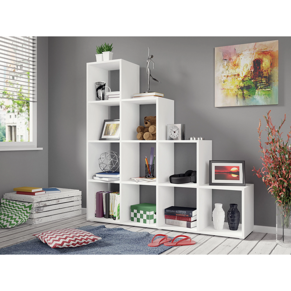 Βιβλιοθήκη Trio Plus-Λευκό 139x33x142