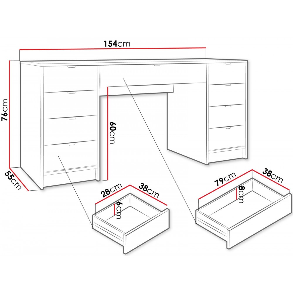Τουαλέτα Tireno plus-Φυσικό Ανοιχτό 154x55x76
