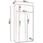 Ντουλάπα Mila I-Λευκό - Μαύρο-Μήκος: 100 εκ. 100x52x202