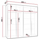 Ντουλάπα Mila I-Μαύρο-Μήκος: 200εκ 200x52x202