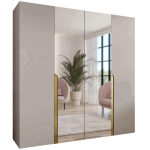 Ντουλάπα Mila I-Γκρεζ - Χρυσό-Με καθρέπτη-Μήκος: 200εκ 200x52x202