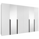 Ντουλάπα Mila I Εξάφυλλη-Λευκό - Μαύρο-Με καθρέπτη