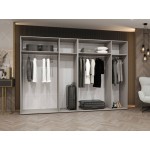 Ντουλάπα Mila I Εξάφυλλη-Λευκό - Μαύρο-Με καθρέπτη