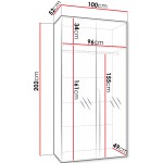 Ντουλάπα Mila II-Μαύρο-Μήκος: 100εκ 100x52x202