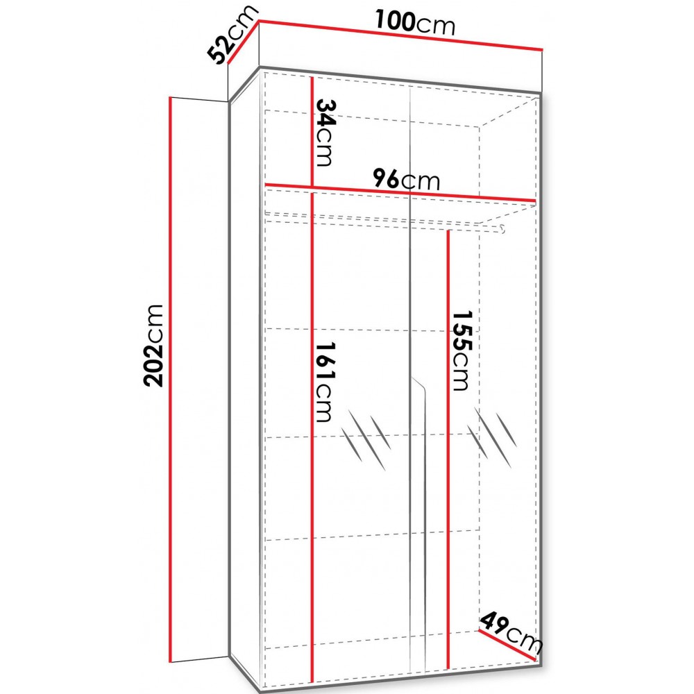 Ντουλάπα Mila II-Γκρεζ - Χρυσό-Μήκος: 100εκ