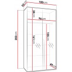 Ντουλάπα Mila II-Γκρεζ - Χρυσό-Μήκος: 100εκ
