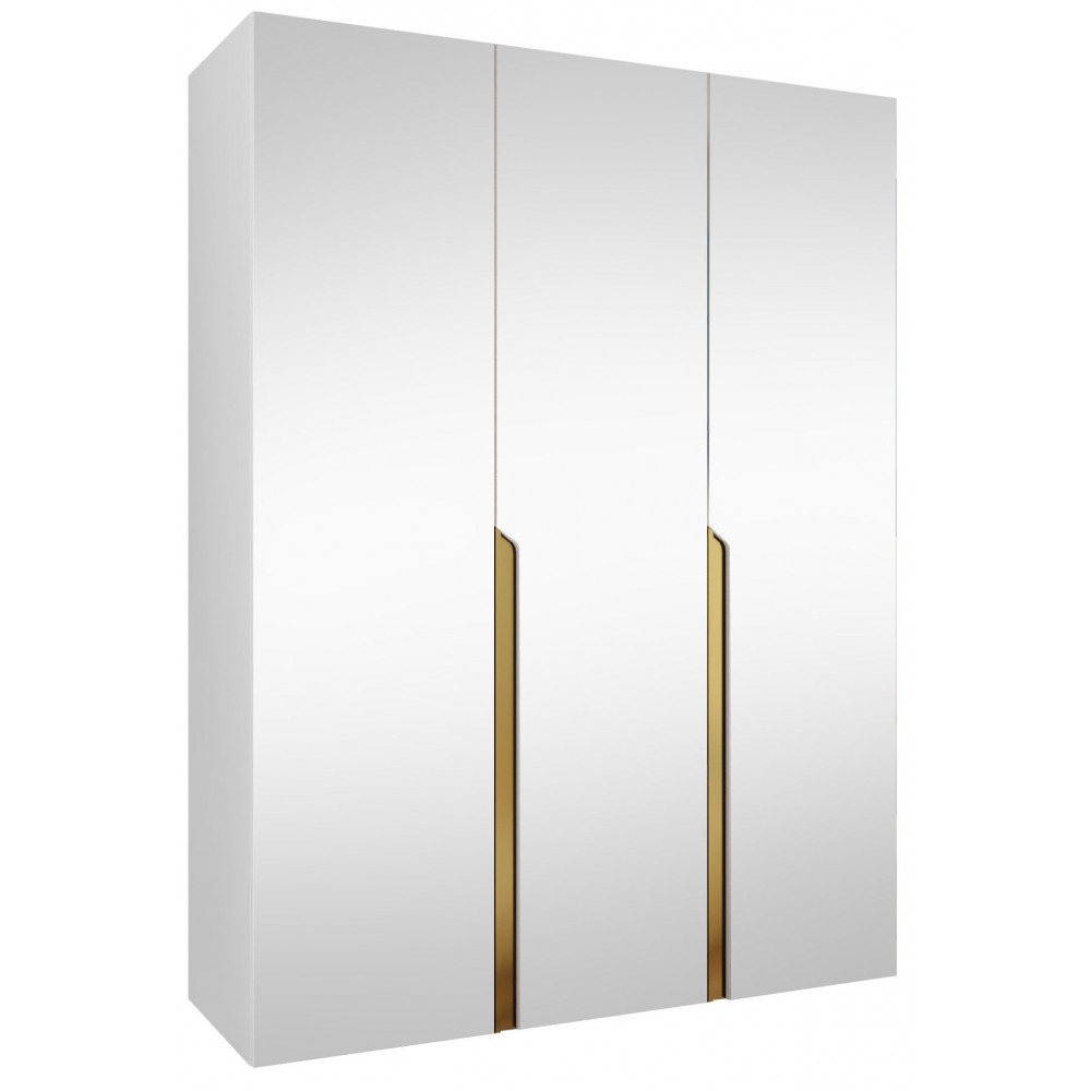 Ντουλάπα Mila II-Λευκό - Χρυσό-Μήκος: 150εκ