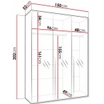 Ντουλάπα Mila II-Λευκό - Χρυσό-Μήκος: 150εκ