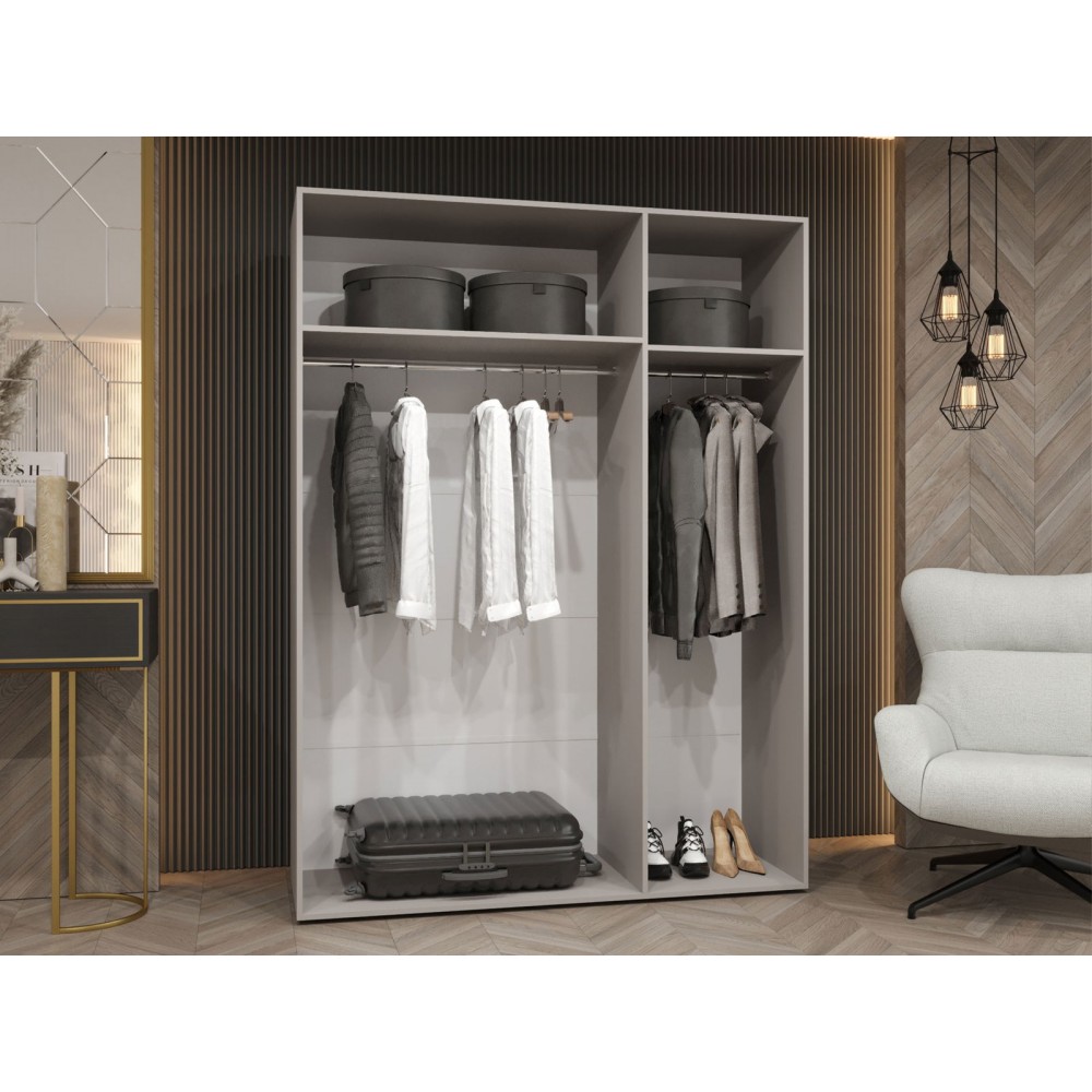 Ντουλάπα Mila II-Λευκό - Χρυσό-Μήκος: 150εκ